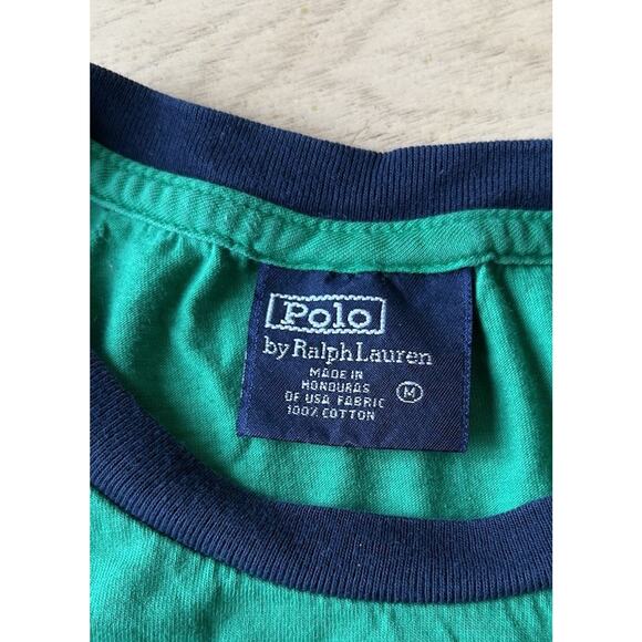 VTG Polo Ralph Lauren Ringer Crest Logo T-Shirt M Flag Logo Nautical 80s 90s - Picture 4 of 8